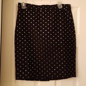 J.Crew Black Pencil Skirt with Gold Dots